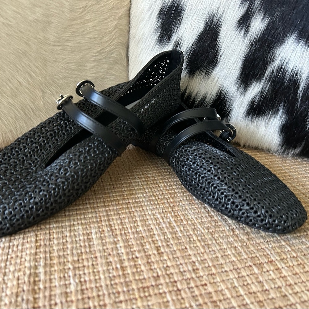 Black Woven Mary Jane Flats